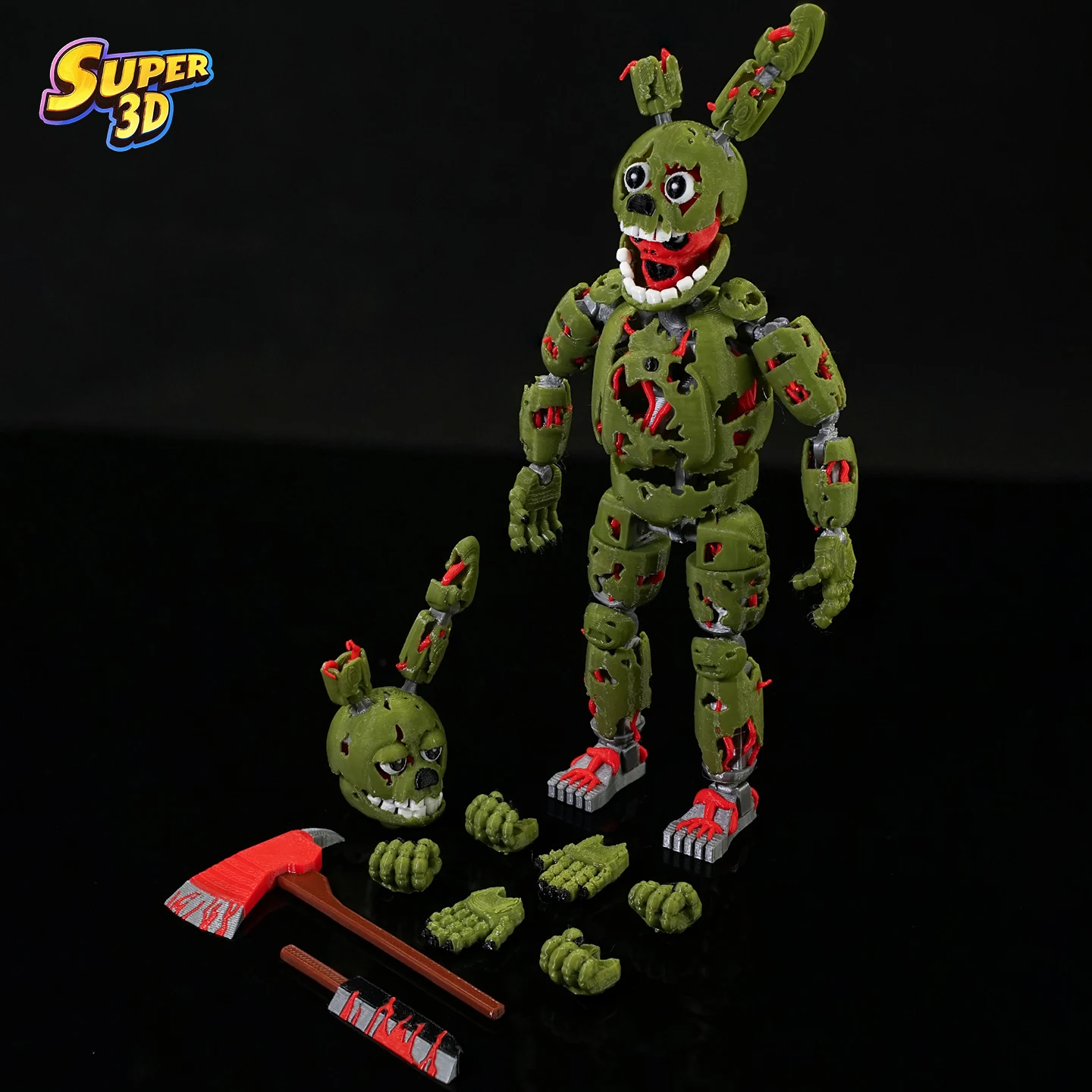 Super 3D 3D-gedruckte T13 Springtrap Aktualisierte Version Five Nights At Freddy's 3 Pizza Springtrap T13 Bewegliche Actionfigur Spielzeug