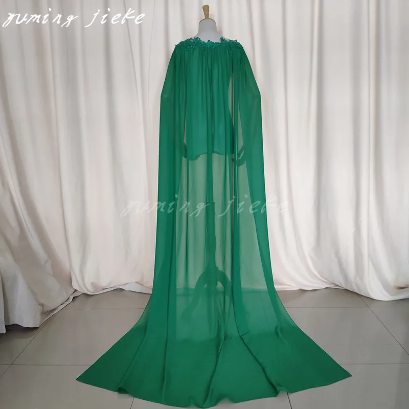 Green Chiffon 2 Meters Shawl Bridal Cape Wedding Cloak