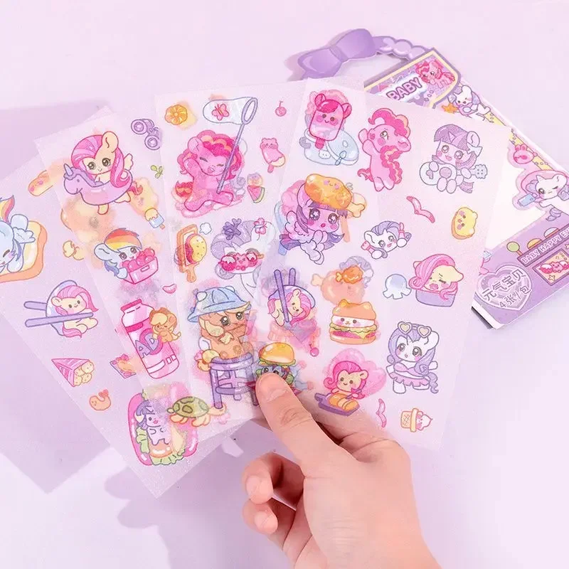 Kawaii My Little Pony Twilight Sparkle Stickers Pinkamena Diane Pie Girl DIY Waterproof Transparent Handbook Decorative Stickers