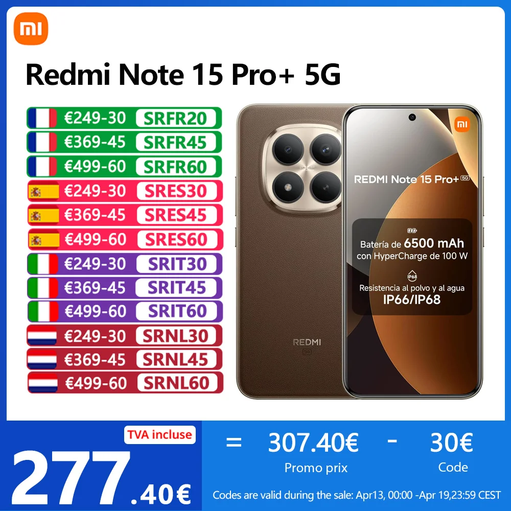 Xiaomi Redmi Note 15 Pro Plus 5G, NFC, Pantalla AMOLED CrystalRes de 6.83 Pulgadas y 1.5K, 120 Hz, Cámara de 200 MP, Batería de 6500 mAh, IP68