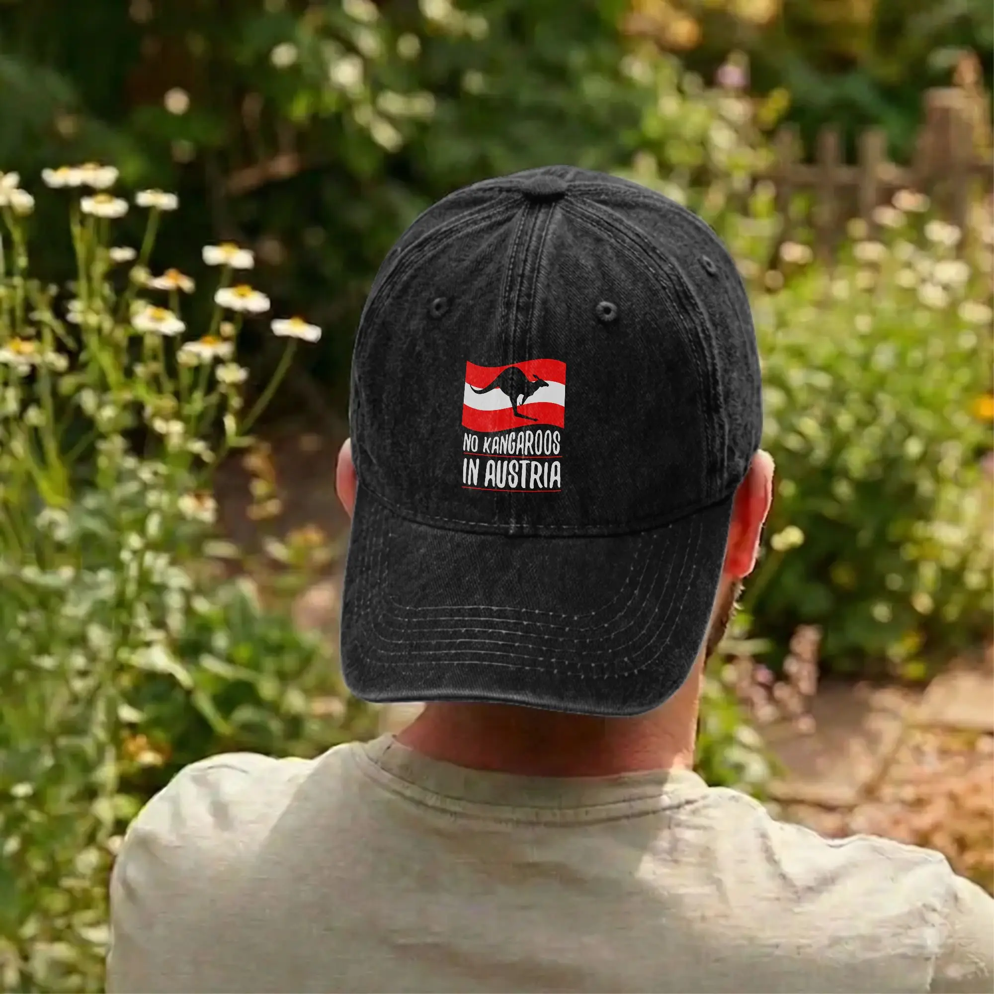 No Kangaroos in Austria Funny Unstructured Baseball Caps Fashion Distressed Denim Australia Headwear Summer Adjustable Fit Hat
