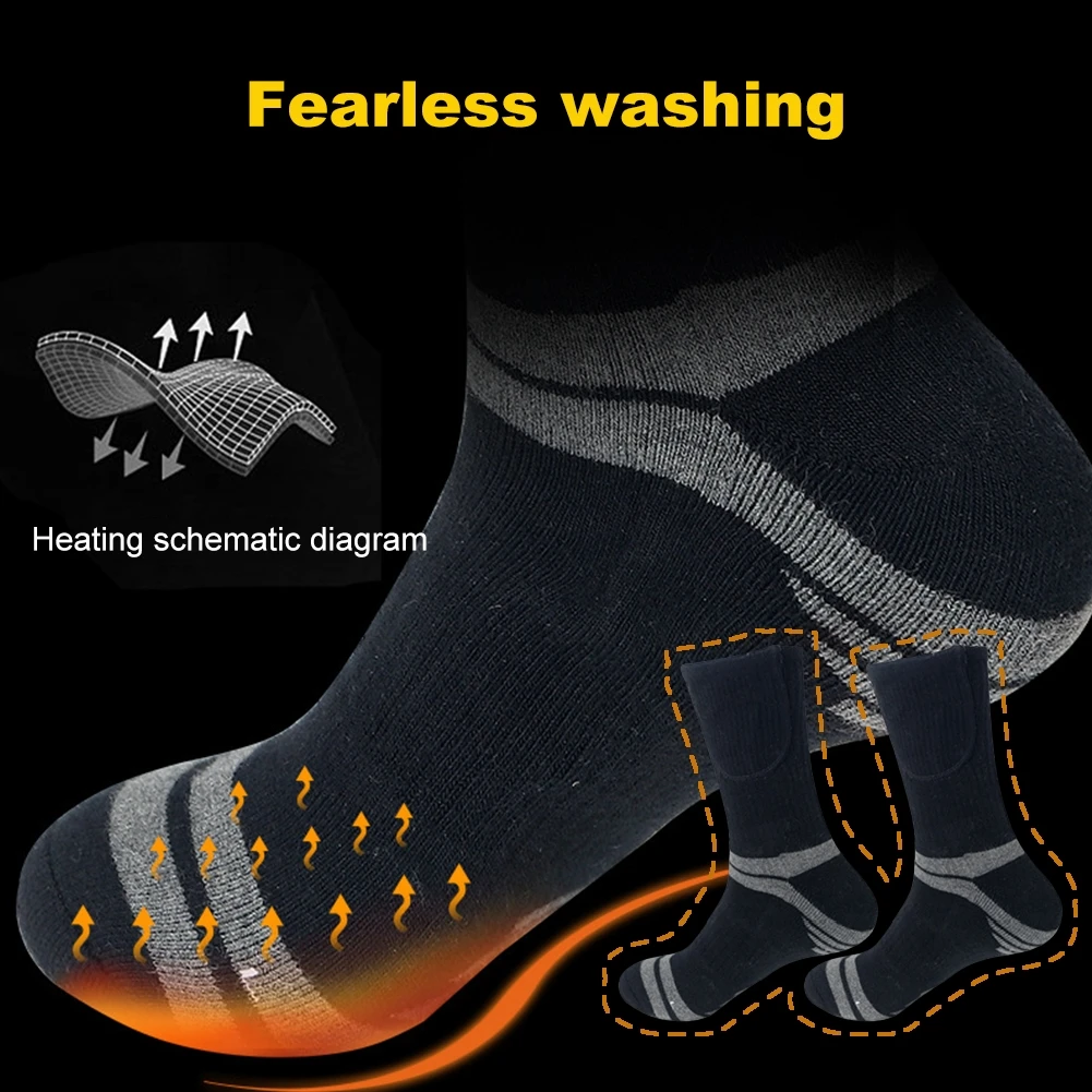 

1/2 Pair Mens Socks Cotton Cushioned Thermal Socks Electric Heated Socks For Outdoor Running Hiking Sport Work for Autumn Winter
