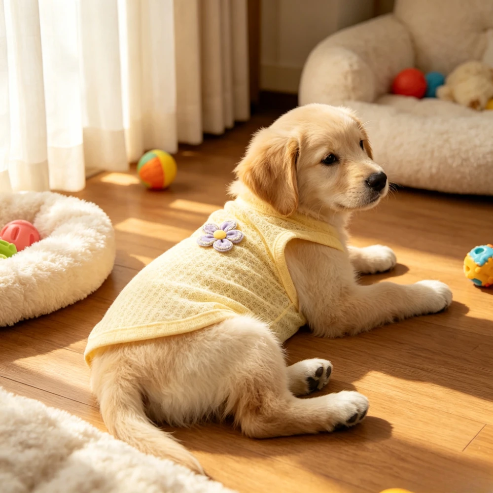 Atmungsaktive Sommer-Waffelstrick-Hundeweste Ärmelloses Trägertop Haustier-Outfit für Kleine Hunde und Katzen