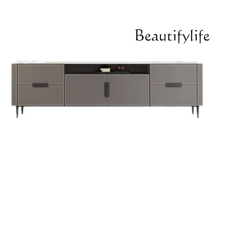 

Bedroom Narrow TV Cabinet Living Room Saddle Leather Locker Saddle Leather High Slate TV Cabinet