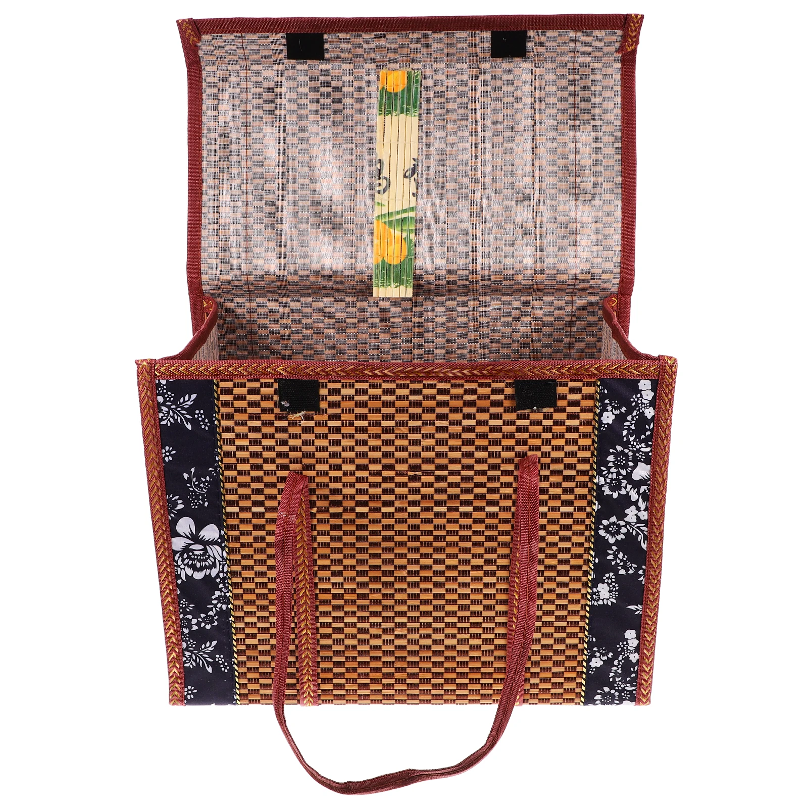 

Foldable Bamboo Picnic Basket Handmade Storage Container for Eggs Vegetables Fruits Dessert Lightweight Portable Party Home