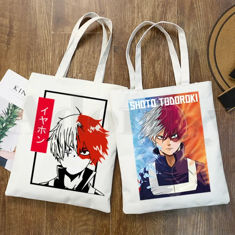 Boku No Hero My Hero Academia Shoto Todoroki Anime Shoulder Bags Casual Shopping Girls Handbag Women Elegant Canvas Bag