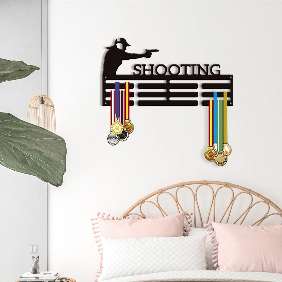 Individualized Design Customization Shooting Competition Medal Display Rack Wall Mounted Metal Medal Storage Rack Sports Pattern view 3
