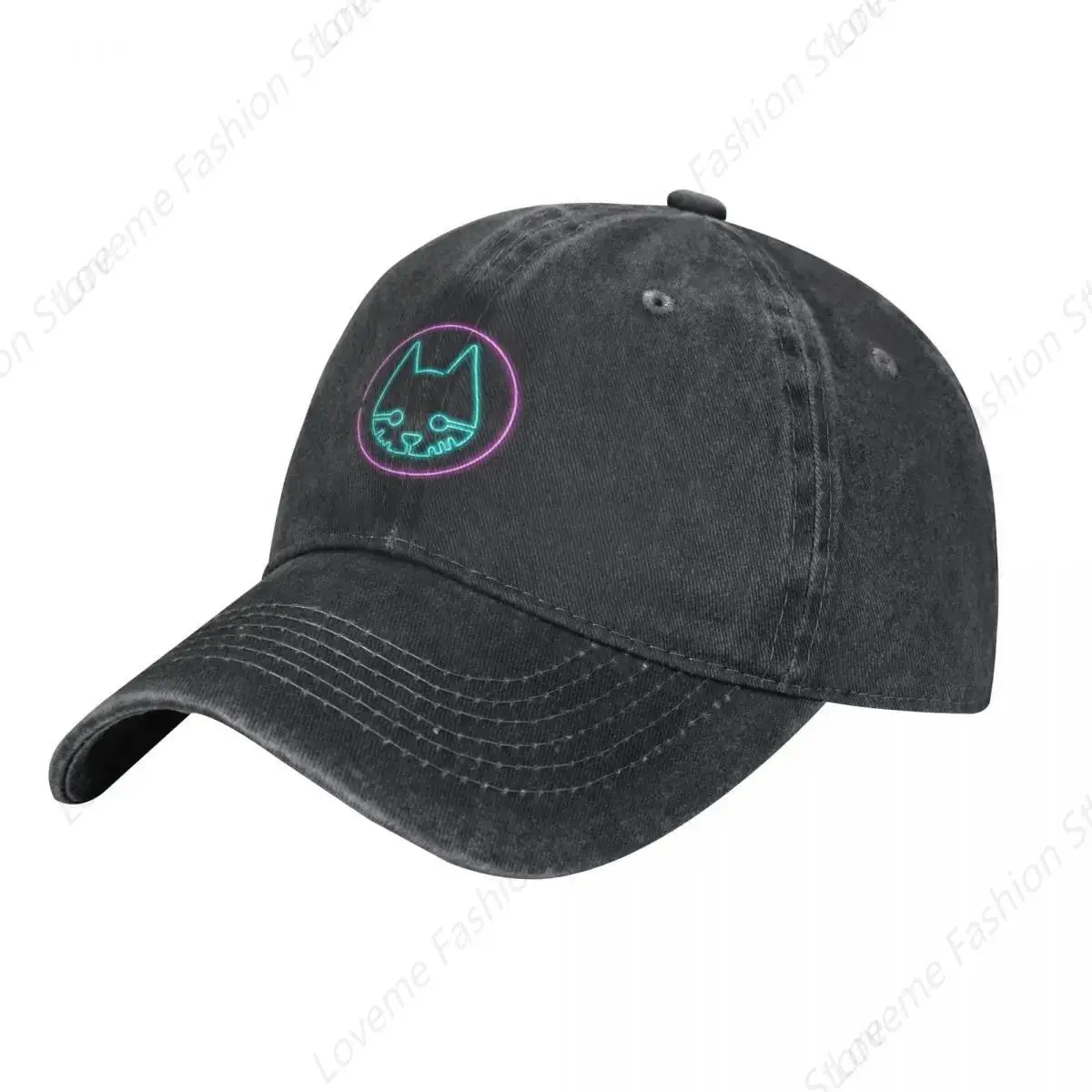 Neon Stray Cat Hat Adjustable Washed Truck Hat Sun Visor Baseball Cap Outdoor Sports Hat Unisex Adult Hat For Leisure Walk