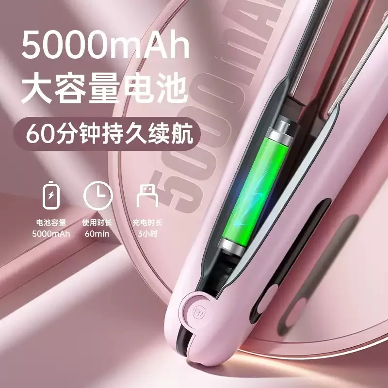 

2-in-1 Cordless Hair Curler Portable Battery-Powered Straightener for Travel for Short Thin Hair & Car Use
