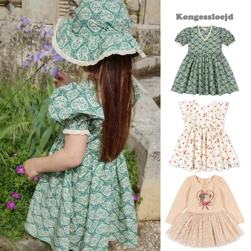 

Girls Dress 2025 Spring And Summer New Printing Fashion Korean Version Of The Children's Dress Cotton Sweet Bow Princess Skirt