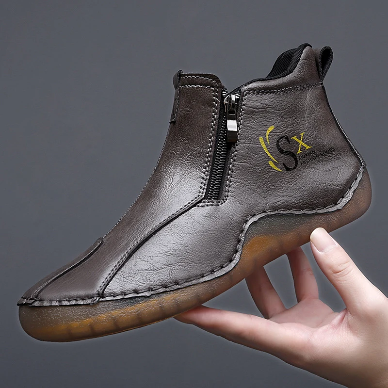 

Men Casual Shoes PU High Top Flat Bottom Comfortable Trendy Men Shoes Sizes 38-47