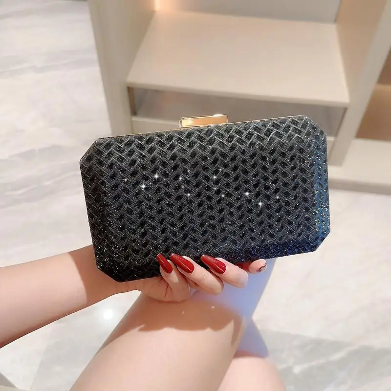 Shiny Square Box Small Shoulder Crossbody Bags For Women 2024 Luxury Party Evening Handbags And Purses Female Clutch