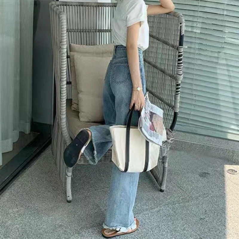 Tassel Jeans Women XS-5XL Pure Minimalist Casual Loose Summer Denim Trousers Ulzzang Wide Leg Students All-match Stylish Empire