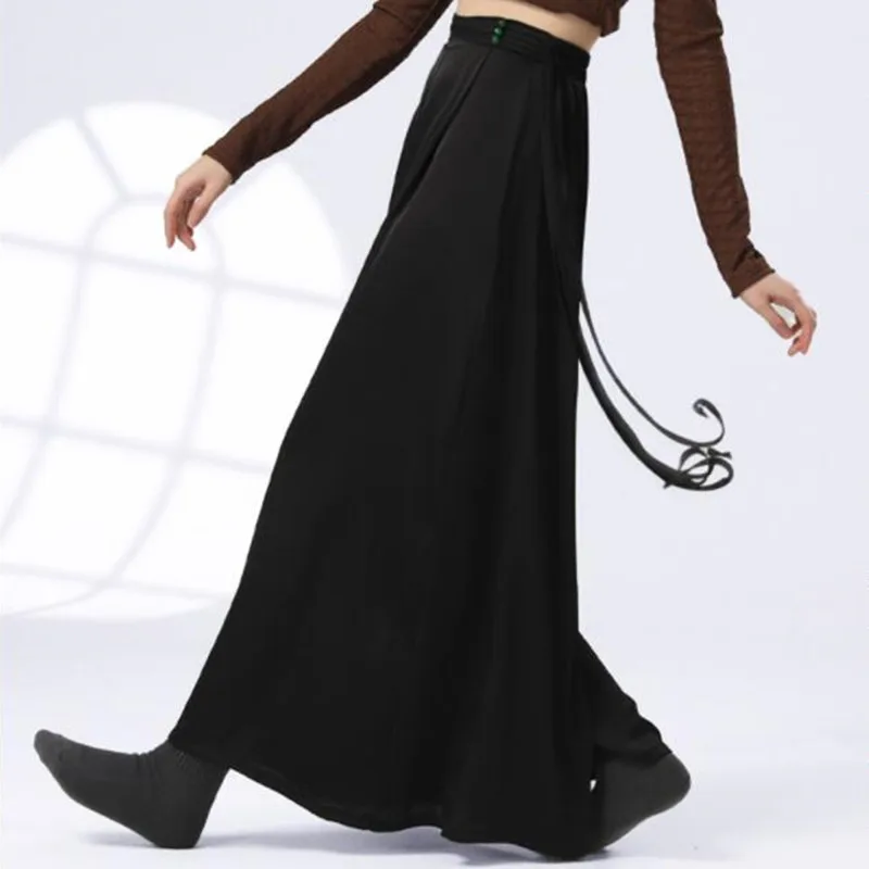 Elegant Flowy Skirt Pant Loose Wide Leg Culotte China Women Classical Dance Performance Show Clothes Modern Hanfu Folk National