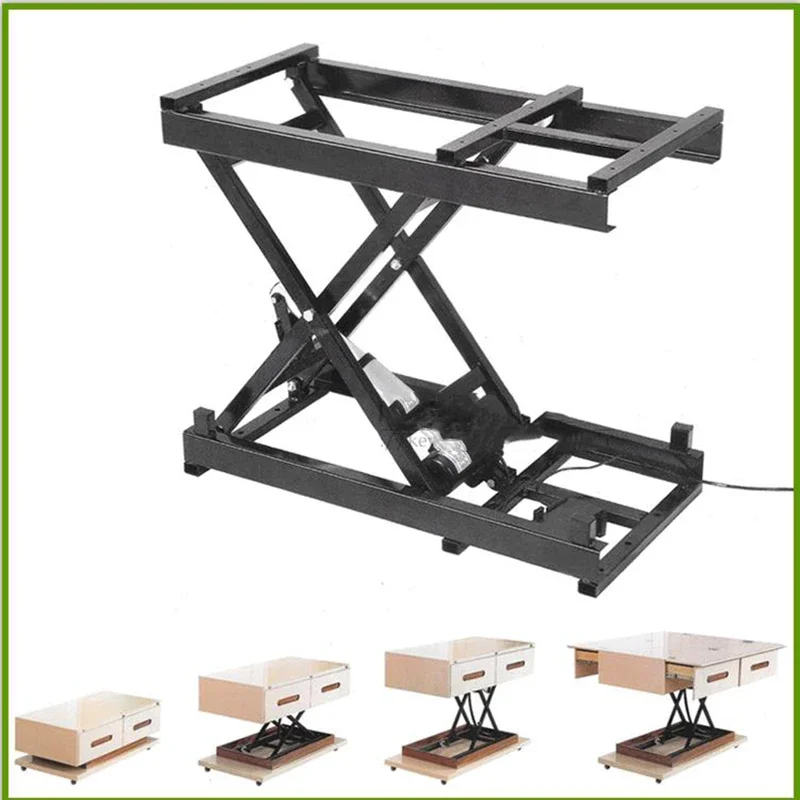 Table basse électrique multifonctionnelle avec télécommande filaire et sans fil, table à manger, quincaillerie de levage, cadre en fer pliant, 48V, 80W