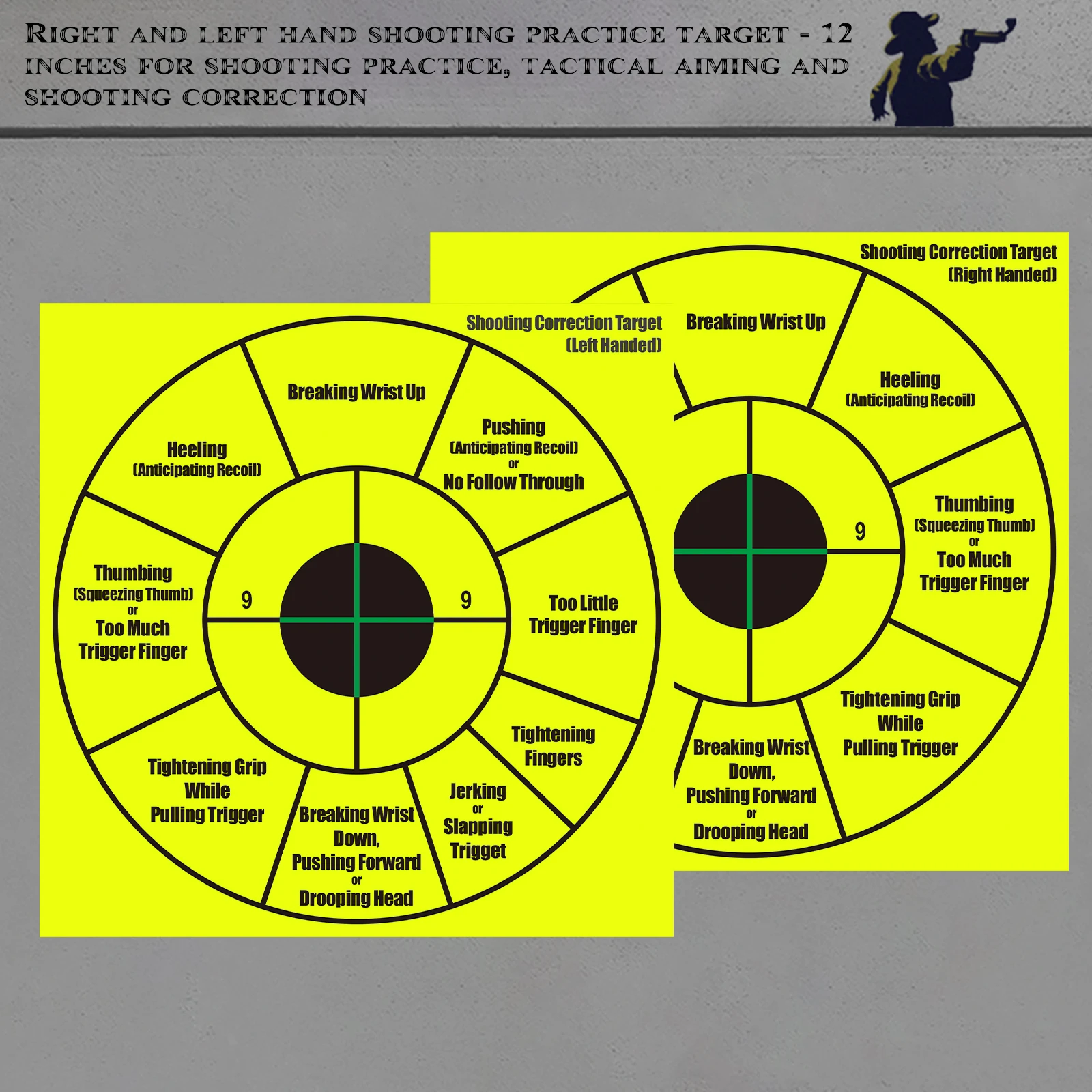 

5Pcs 12inch Left and Right Hand Shooting Practice Targets for Shooting Practice, Tactical Aiming and Shooting Correction, Correct Shooting Posture, Correction of Bad Shooting Habits Practice Target Stickers