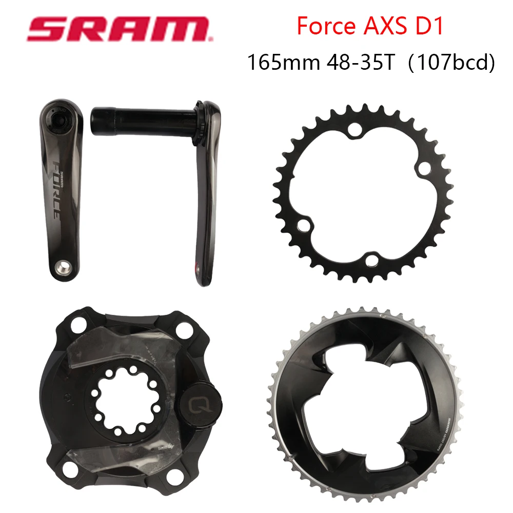 SRAM Quarq AXS 107BCD Force D1 Leistungsmesser 165mm Kurbelarm 48-35T Kettenblatt Leistungsmesser Kurbelgarnitur-Komponenten für Rennräder