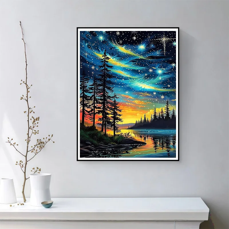 

500/1000/1200/2000PCS Puzzle Dreamy Starry Sky Lake Jigsaw Suitable for Art Enthusiasts and Beginners Modern Home Decor