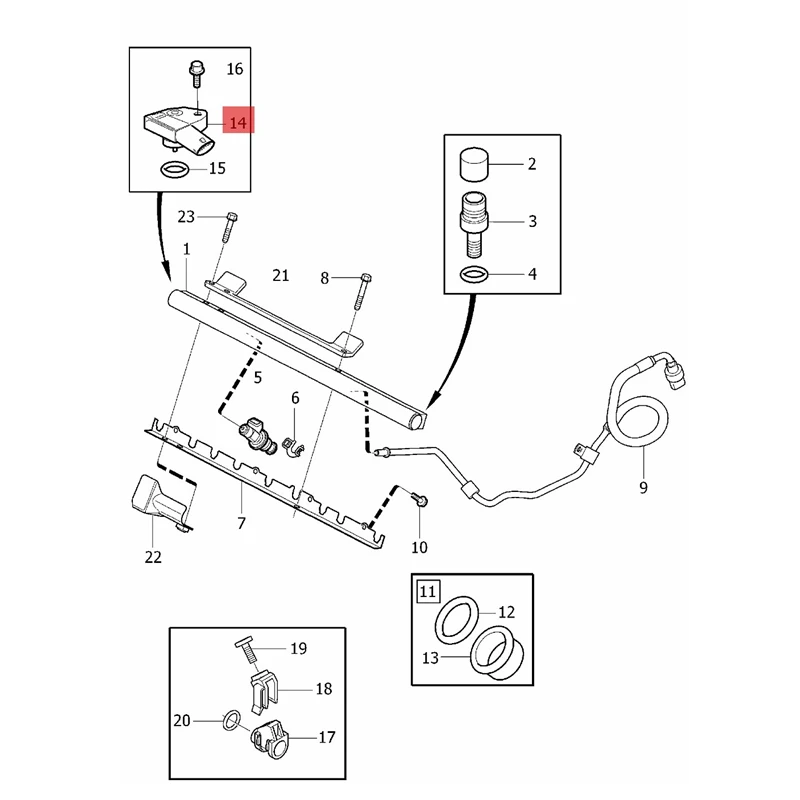 Sensor de presión de combustible del colector de admisión en el riel de combustible 0261230239 31272732 para Volvo XC70 XC90 XC60 V50 V70 S60 S80