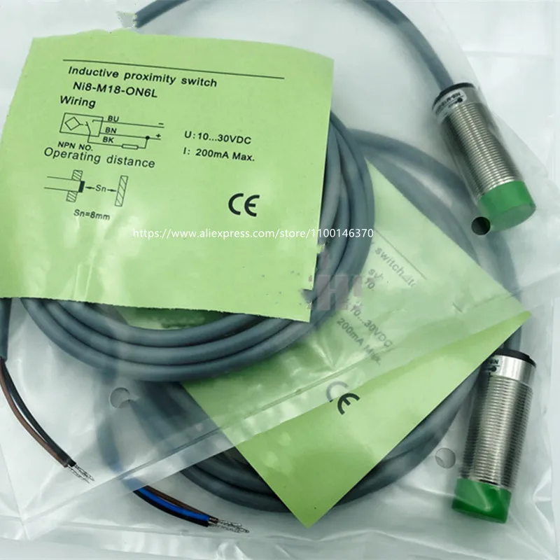 

3Pcs New High Quality Elco proximity switch NI8-M18-ON6L three-line NPN normally open DC24V non-buried sensor