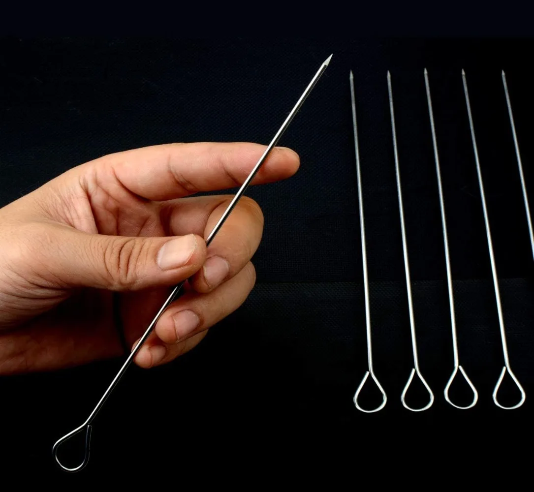 Espetos para churrasco de aço inoxidável de 8 polegadas, espetos Shish Kebab Kabob 12 peças