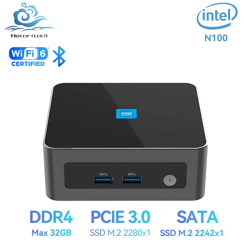 Helorpc podwójny HDMI gry Mini PC Inter N100 CPU DDR4 Dual SSD Support Windows10 WiFi6 Bluetooth Firewall Pfense komputer biurowy