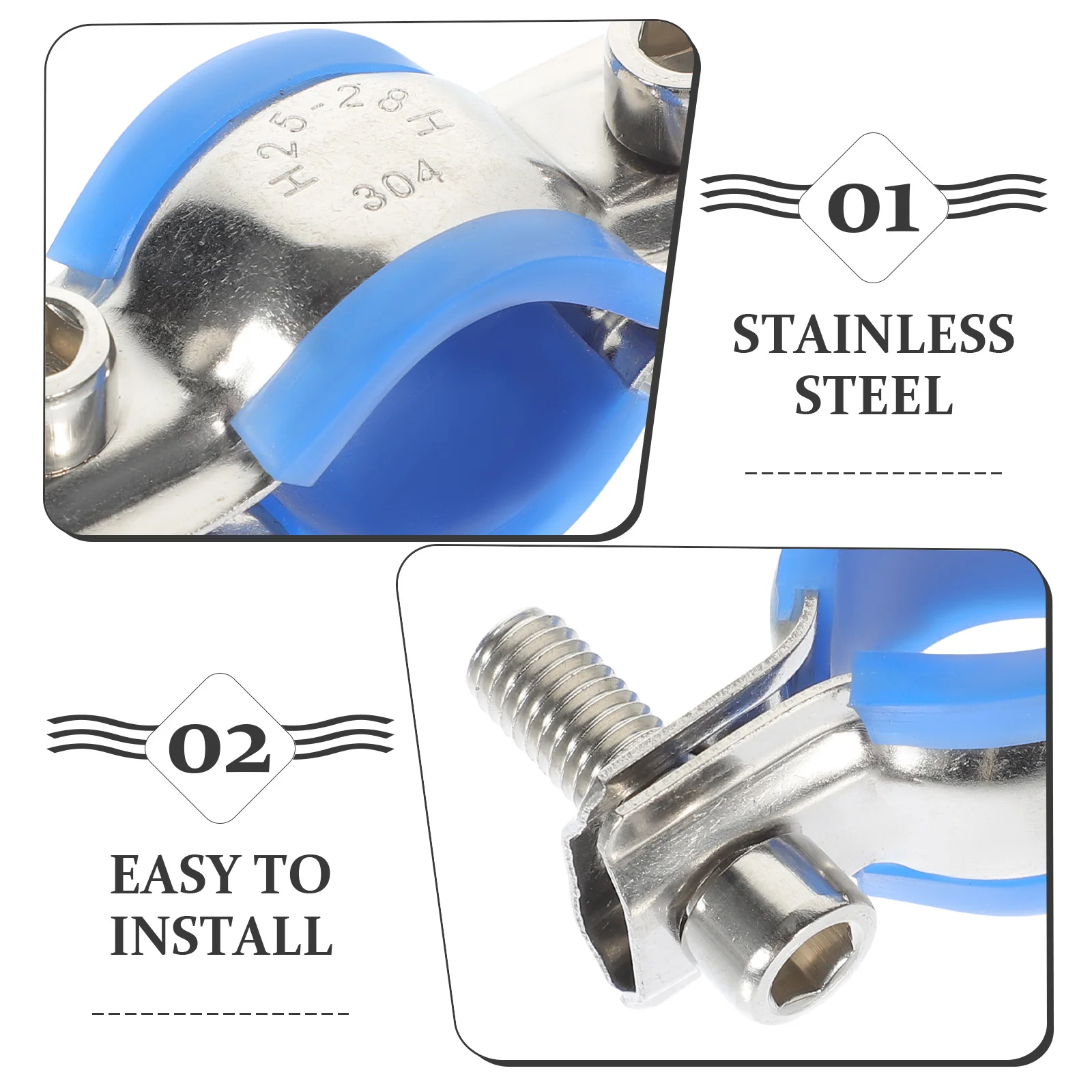 

Stainless Steel Clamp Ring Durable Adjustable Bracket Wall Mount Pipe Support 25-28mm Diameter Construction Machinery Power