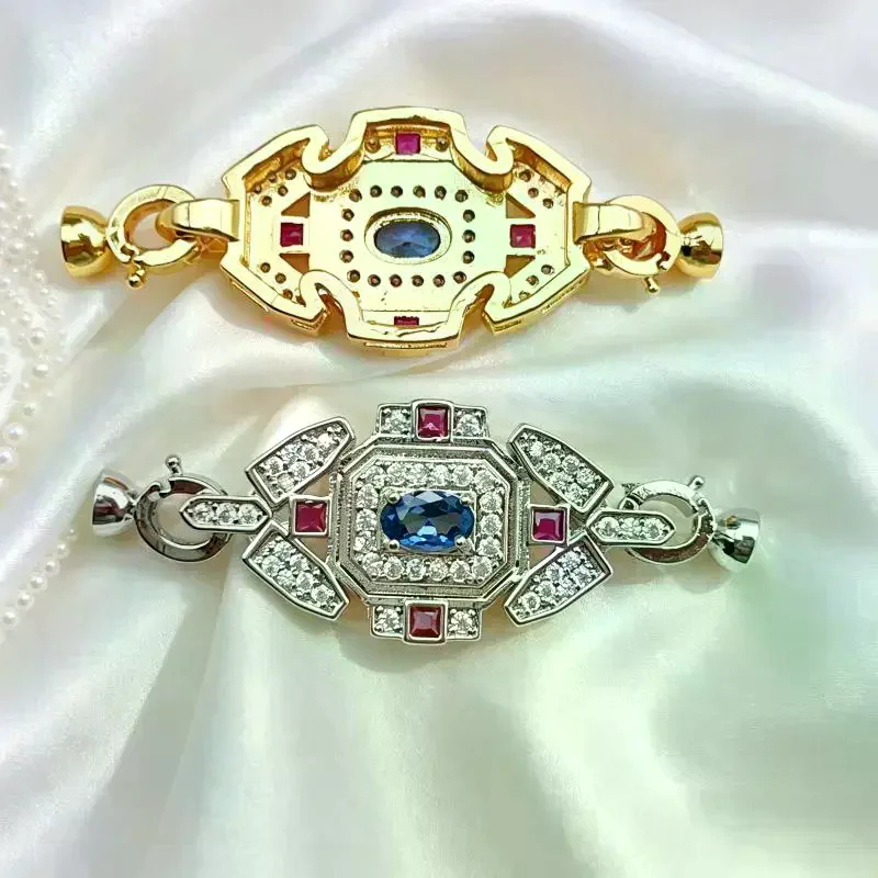 Sweater Chain Extension Buckle Copper Plated Gem Pearl Accent Lightweight DIY Jewelry Accessory for Necklace Repair Gift Making