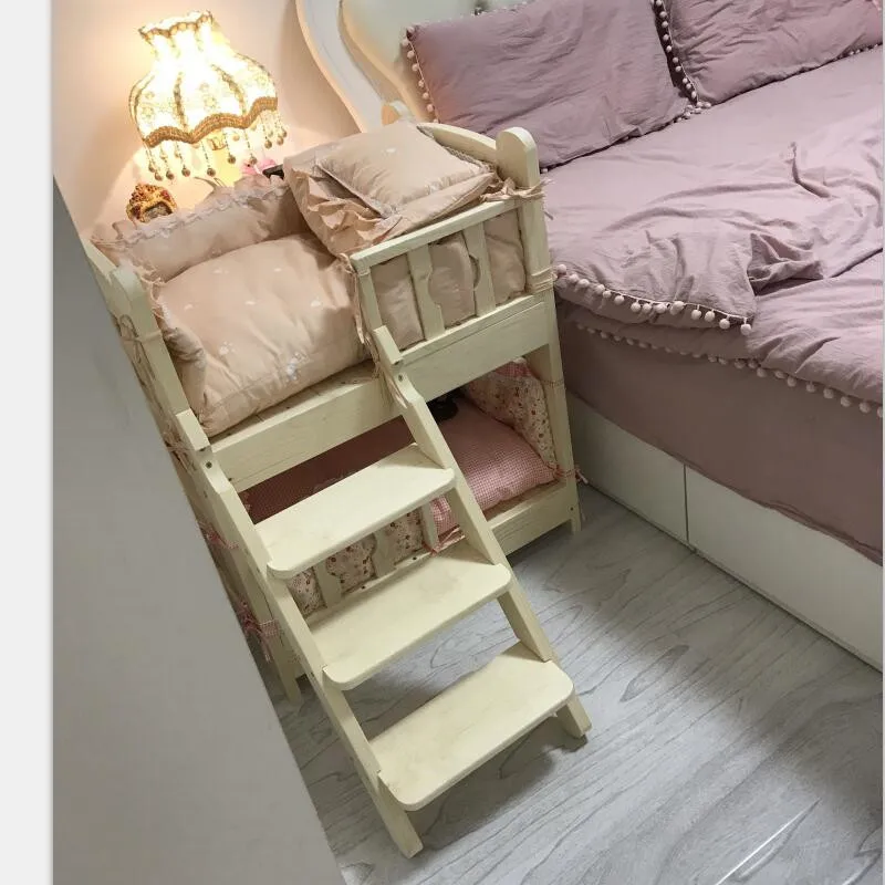 Kennel teddy pet kennel dog bed cat kennel bed dog kennel bed solid wood dog bed pet supplies wooden mat bunk bed