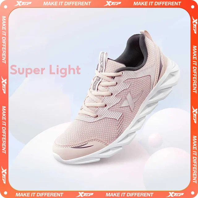 Buty do biegania Xtep antypoślizgowe miękkie damskie buty sportowe skórzane górne amortyzujące damskie trampki dla kobiet 879318110073