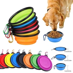 Gamelle pliante en silicone pour animaux de compagnie avec mousqueton, camping en plein air, voyage, portable, fournitures, plats, nourriture pour chat, bol d'eau, 350ml