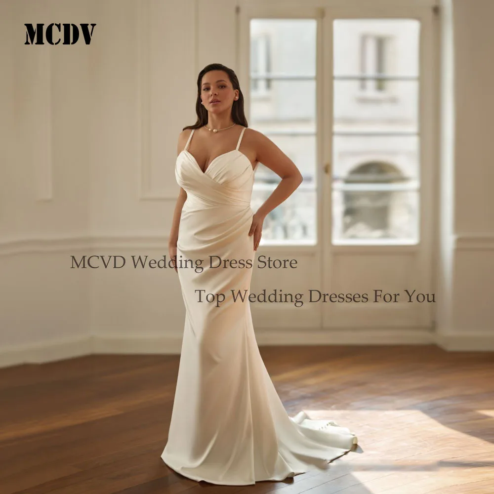

MCDV Elegant Mermaid Wedding Dresses Elegant Sweetheart Plus Size Bridal Gowns Sleeveless Backless Vestido De Novia Customized