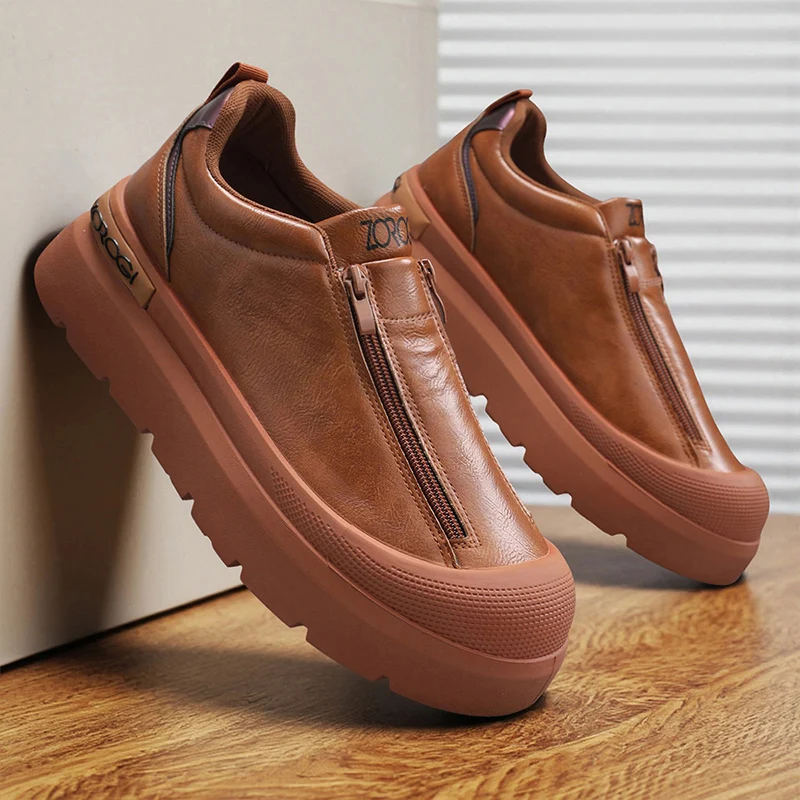 

Men Platform Sneakers Autumn New Vulcanized Shoes Men Casual Slip-on Running Shoes Breathable Soft Soles Thick Sole Sports Shoe