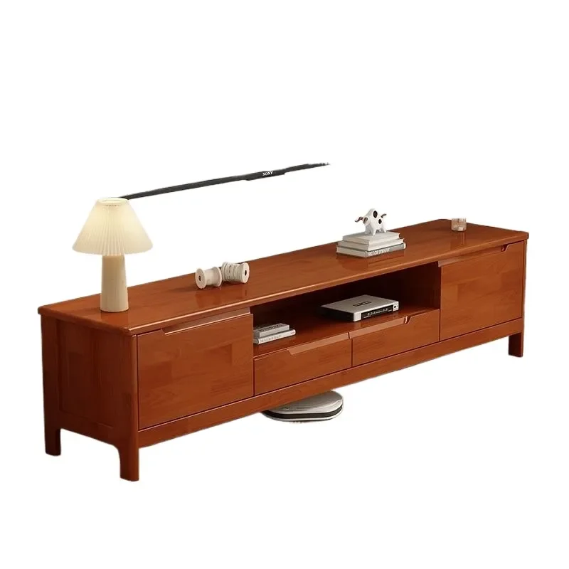 Modern Solid Wood TV Cabinet Simple Small Apartment Living Room Bedroom Floor Storage Console 1m 1.2m Multi Size Video Stand