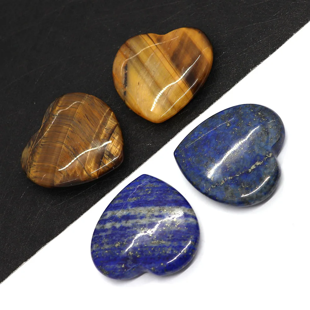 

Natural Stone Lapis Lazuli Heart Shape Non-porous Beads 40mm Charm Tiger Eye DIY Necklace Earrings Fashion Jewelry Accessories