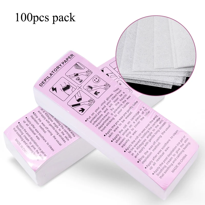 100Pcs Verwijdering Geweven Lichaam Doek Haar Verwijderen Wax Papierrollen Hoge Kwaliteit Ontharing Epilator Wax Strip Papier