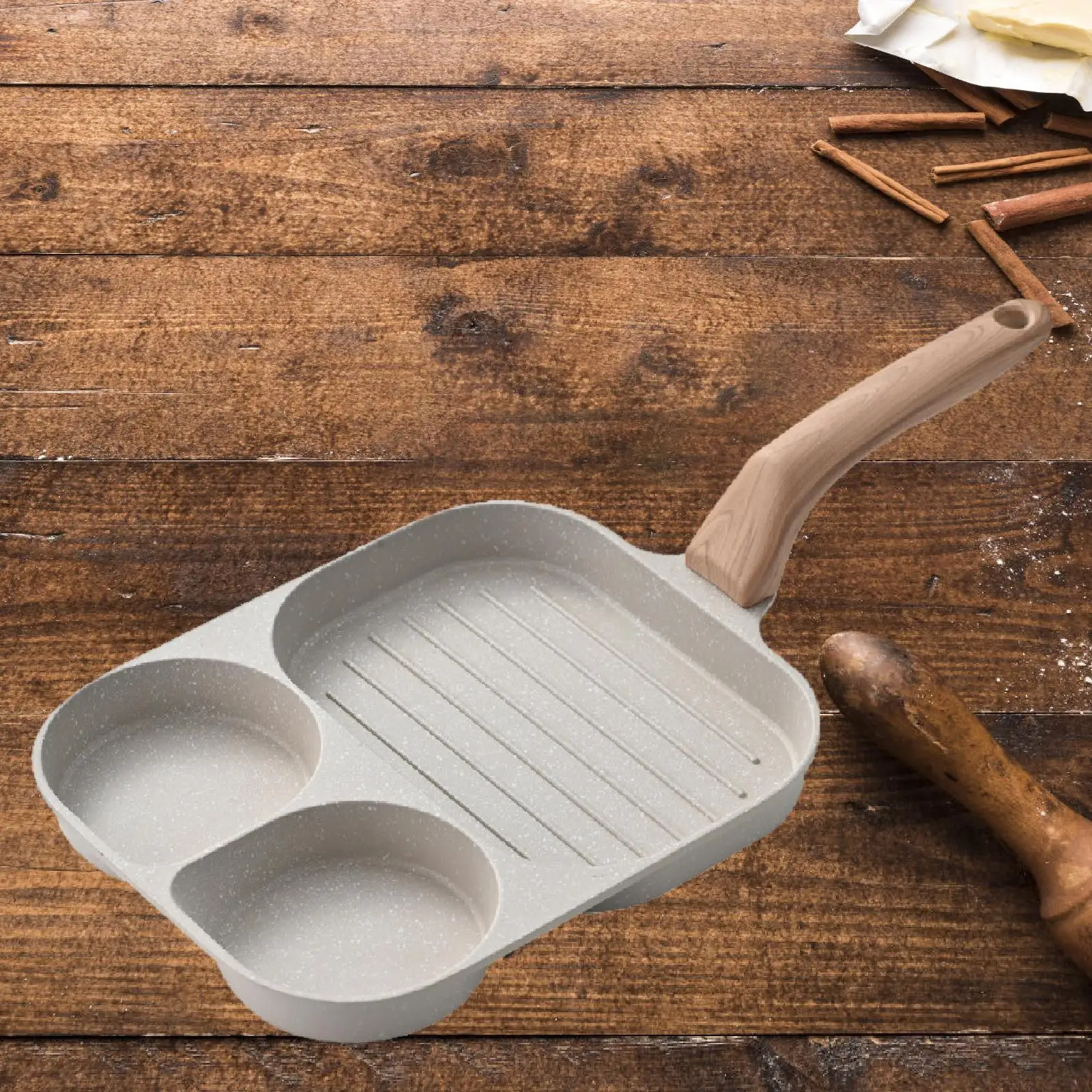 

Fried Egg Pan Versatile Omelette Skillet Heat Resistant Handle Nonstick Frying Pan for Egg Muffins Burgers Crepe Hamburger