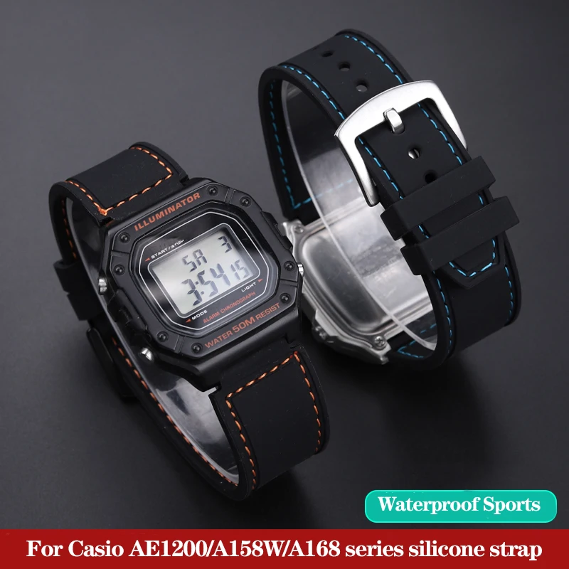 For Casio AE-1200 AE1200 A158W A159 A168 F-91W AQ-230 Series Square Sport Bracelet Silicone Rubber Watch Strap Watchband 18mm