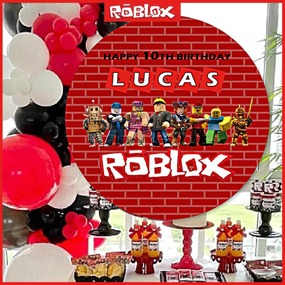 

New Roblox Theme 150Cm Round Background Party Cloth Balloon Decoration Holiday Ambience Creative Birthday Decoration Gift