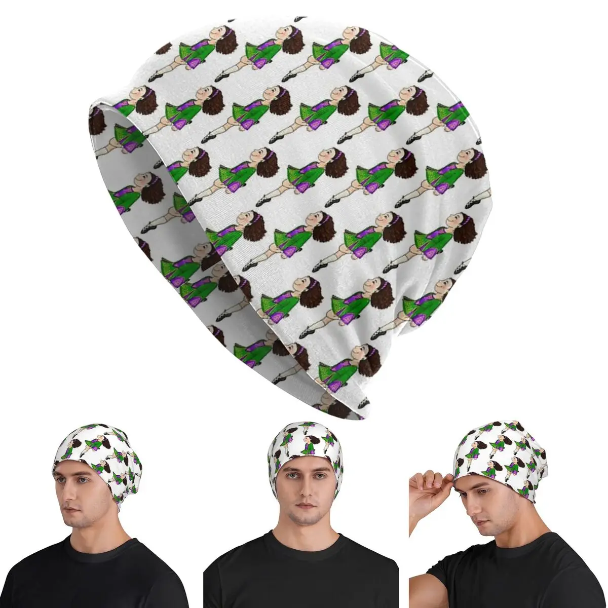 

Ирландская танцевальная девушка в зеленом платье Skullies, шапки-бини, теплая осенне-зимняя уличная шапка, вязаные шапки с капюшоном для взрослых унисекс