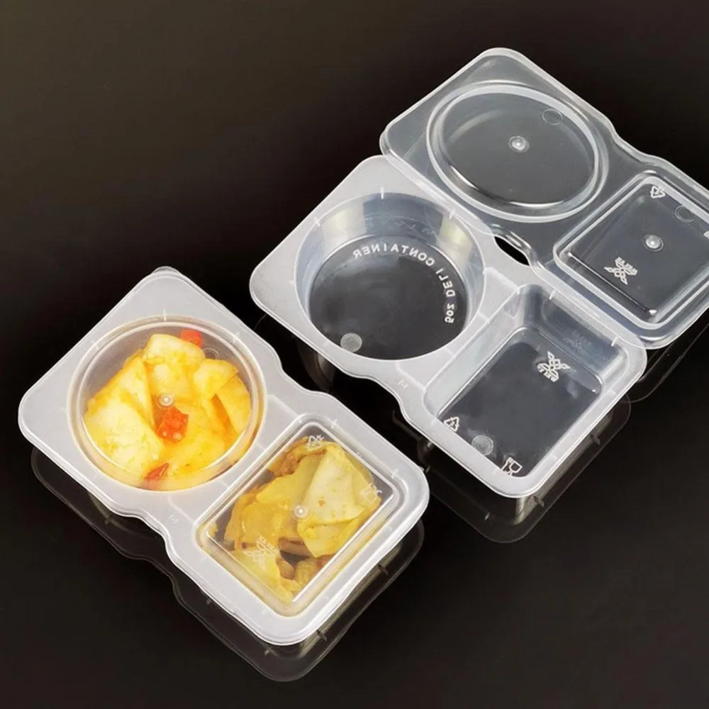 

15Pcs Sealed and Leak-proof Double Condiment Containers Reusable 2 Compartment Snack Containers Sauce Cup Containers