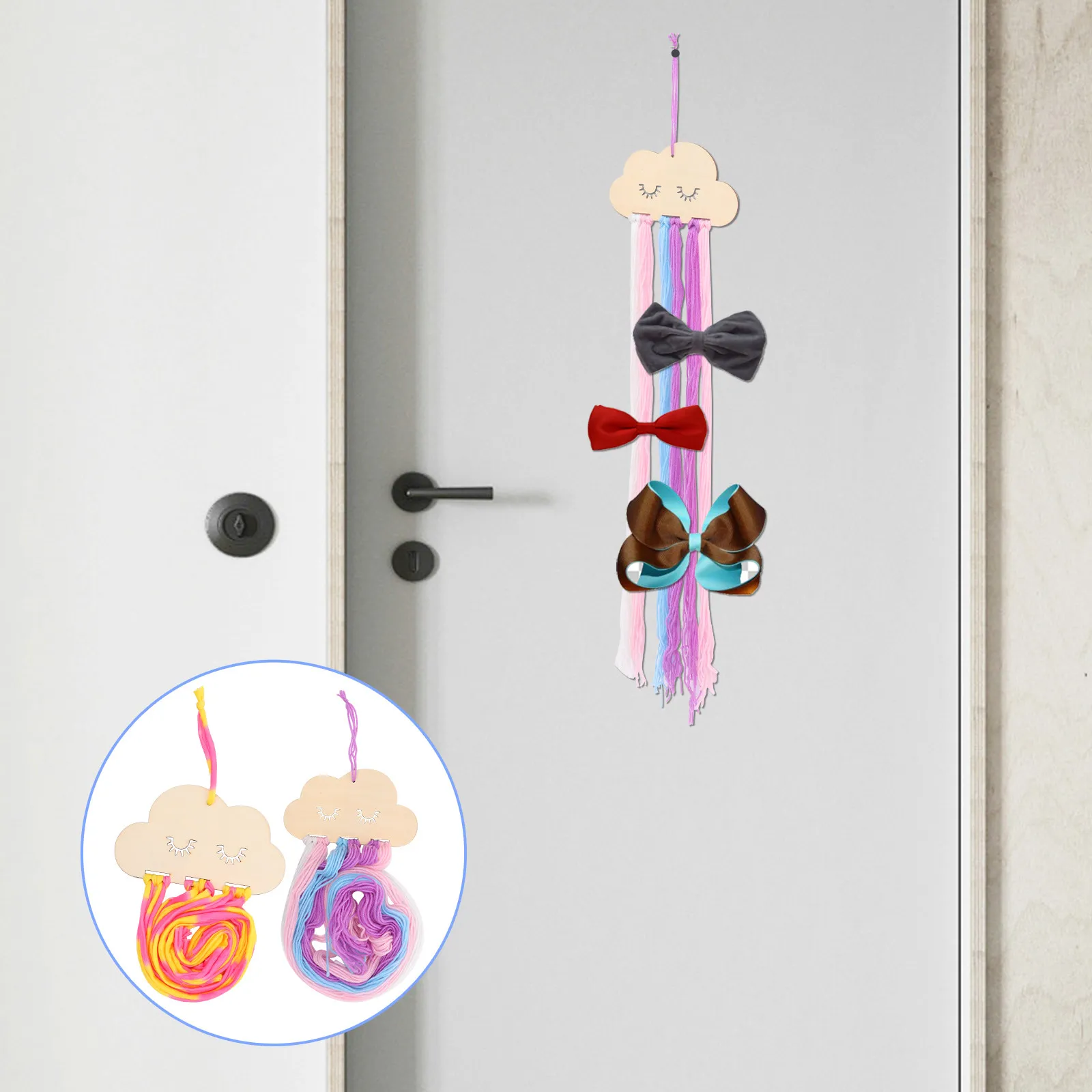 

Набор из 2 настенных органайзеров для заколок в форме облака, держателей для бантов, декоративных зажимов и ободков для волос, для хранения аксессуаров для волос в комнате