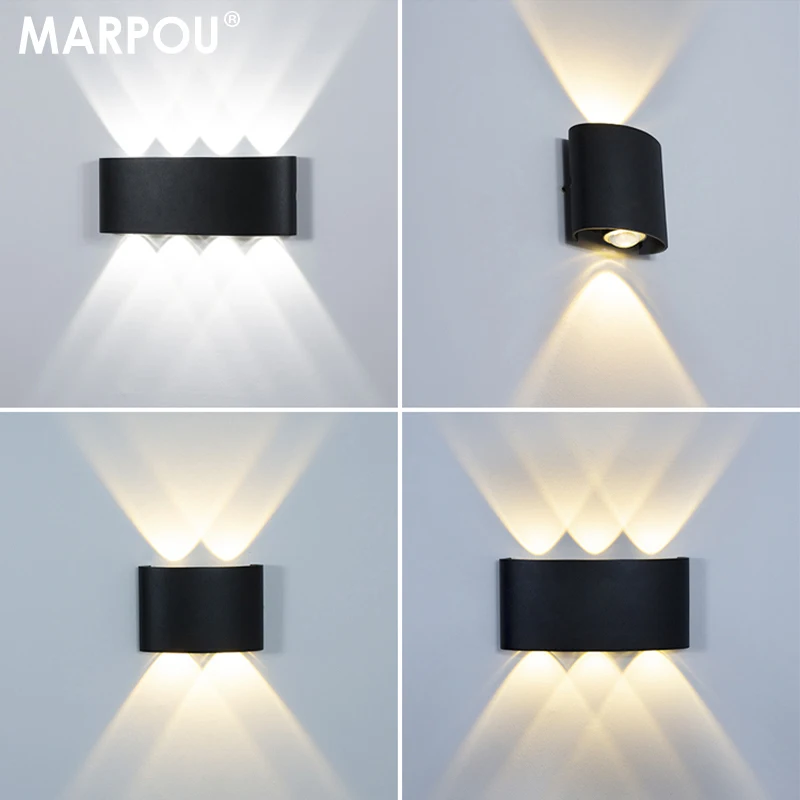 MARPOU-Luz LED de pared impermeable para exteriores, iluminación interior IP65 2w 4w 6w 8w 10w para jardín, escalera, luz nocturna, iluminación moderna Fixtu