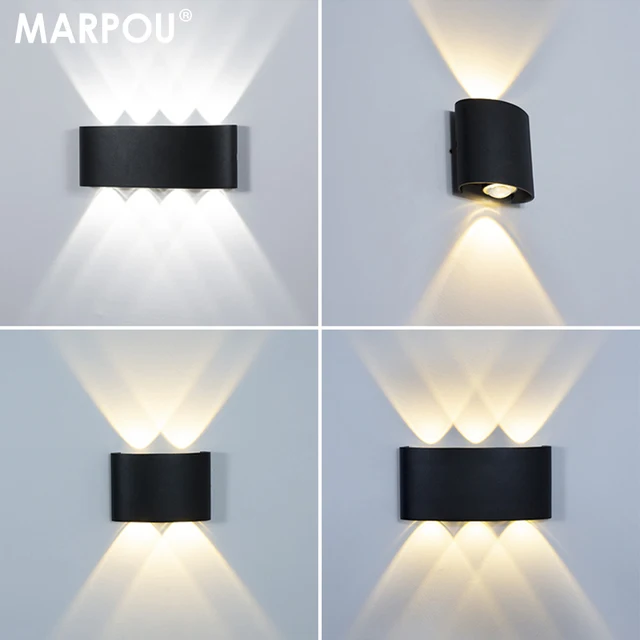 MARPOU LED Wall Light Wodoodporne zewnętrzne oświetlenie wewnętrzne IP65 2w 4w 6w 8w 10w do oświetlenia nocnego schodów ogrodowych Nowoczesne oświetlenie Fixtu