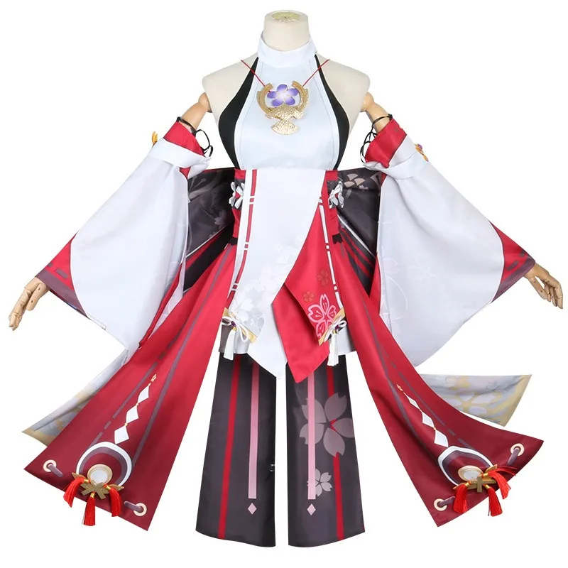 Xiao Yae Miko Cosplay Costume Genshin The Impact Adult Carnival Convention Uniform Wig Anime Game Halloween Costumes