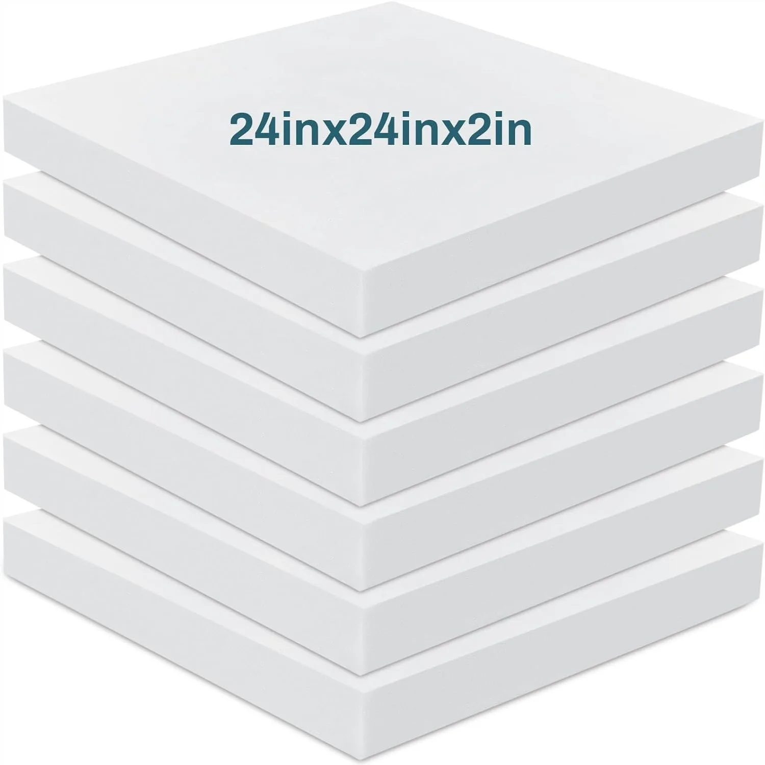 

High Density Foam Cushion 6 Pack 2x24x24 White Seat Replacement for Couch Chair DIY Projects