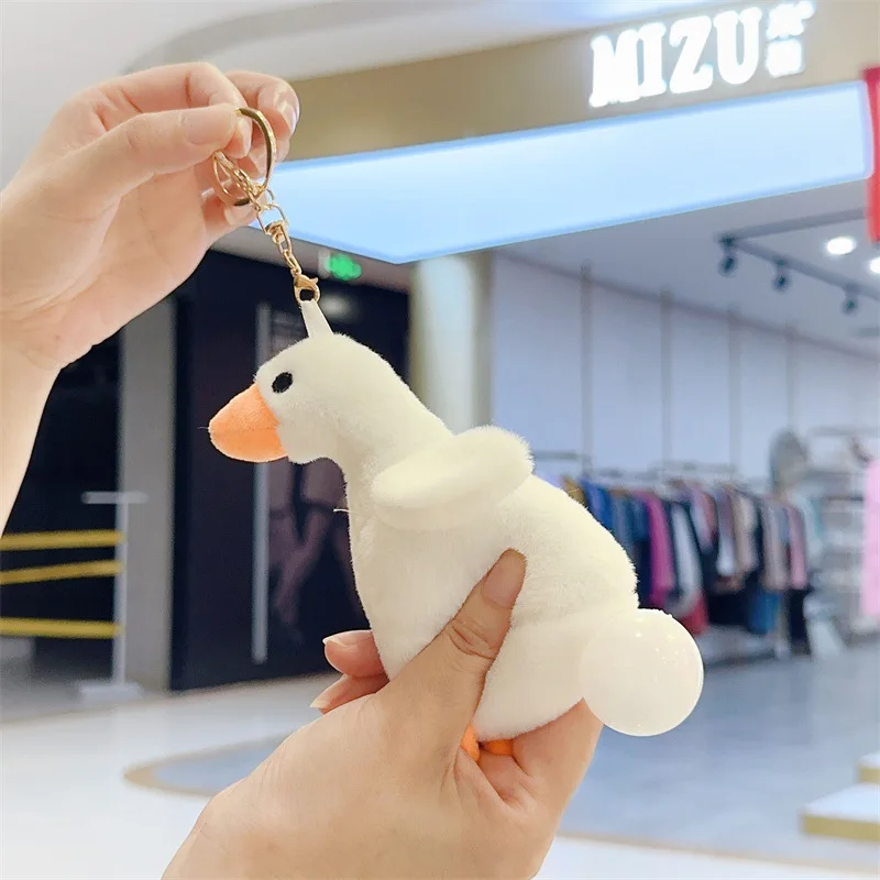 Creative Cartoon Cute Goose Plush Doll Keychain Funny Stress Relieving Venting Soft Pinch Toys Children's Schoolbag Pendant Gift