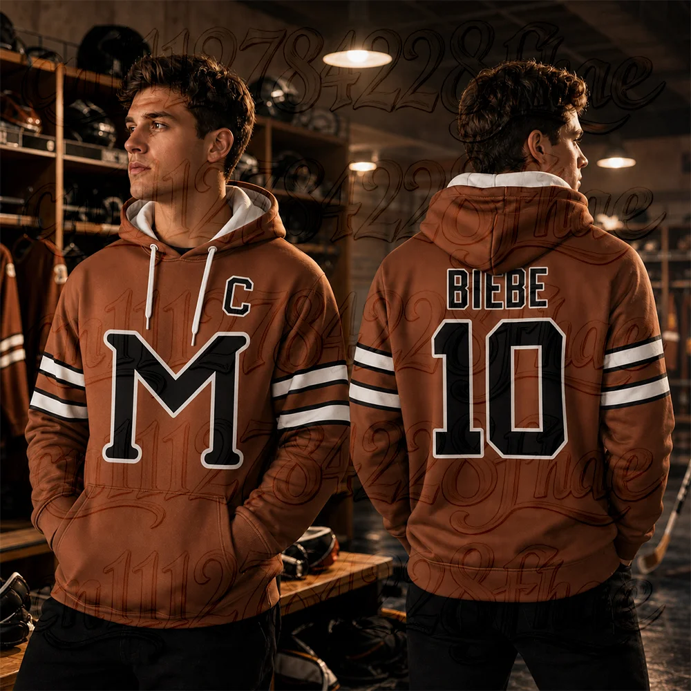 Varsity Athletic Sports Style Hooded Sweatshirt Graphic Pullover Loose Fit Retro Casual Long Sleeve Parent-Child Matching Top