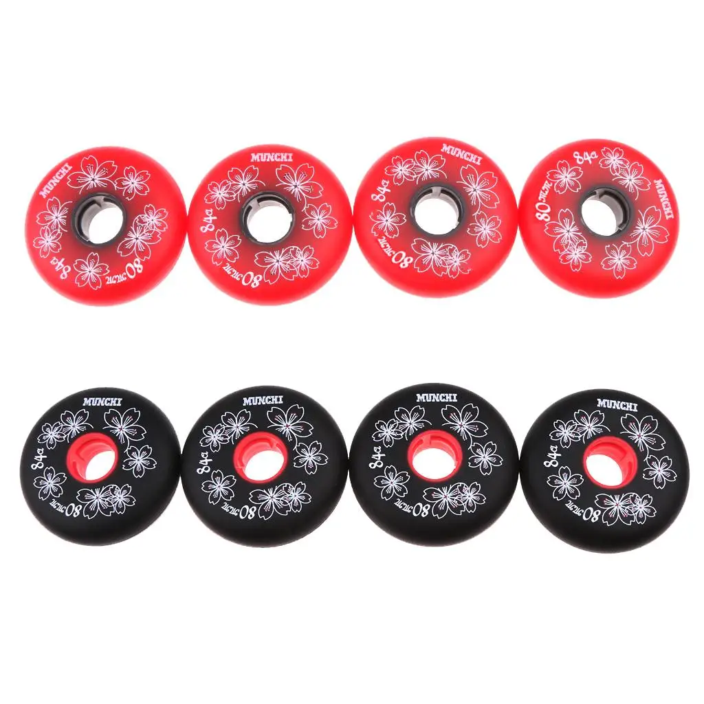 Rodas de substituição para patins inline, 84A, 72, 76, 80mm, 4pcs