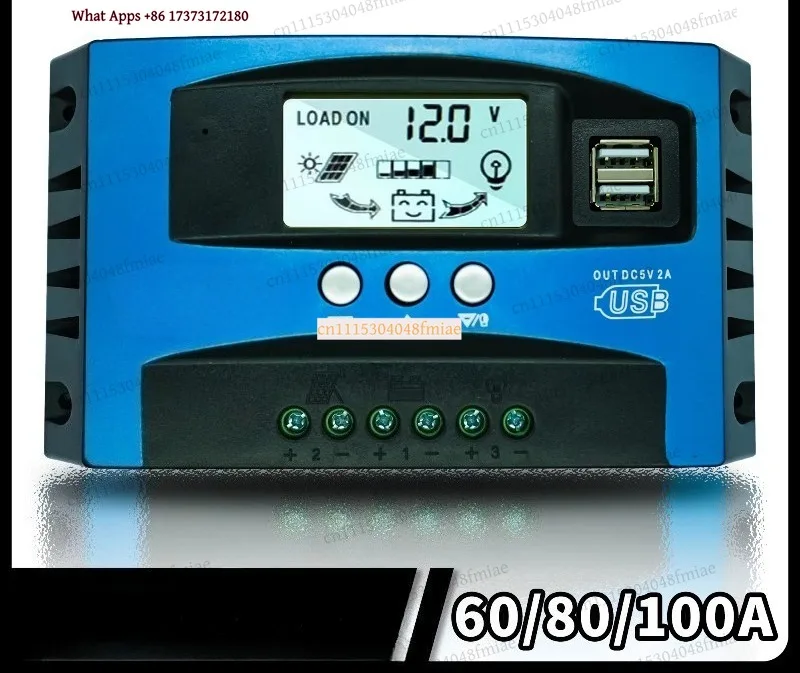 POWLSOJX MPPT Solar Charge Controller 12V 24V 60A 80A 100A Dual USB LCD Display Auto Cell Panel Charger Regulator With Load
